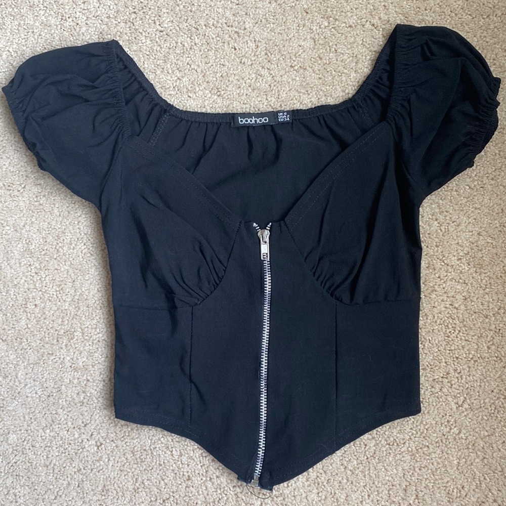 Boohoo zippered crop top